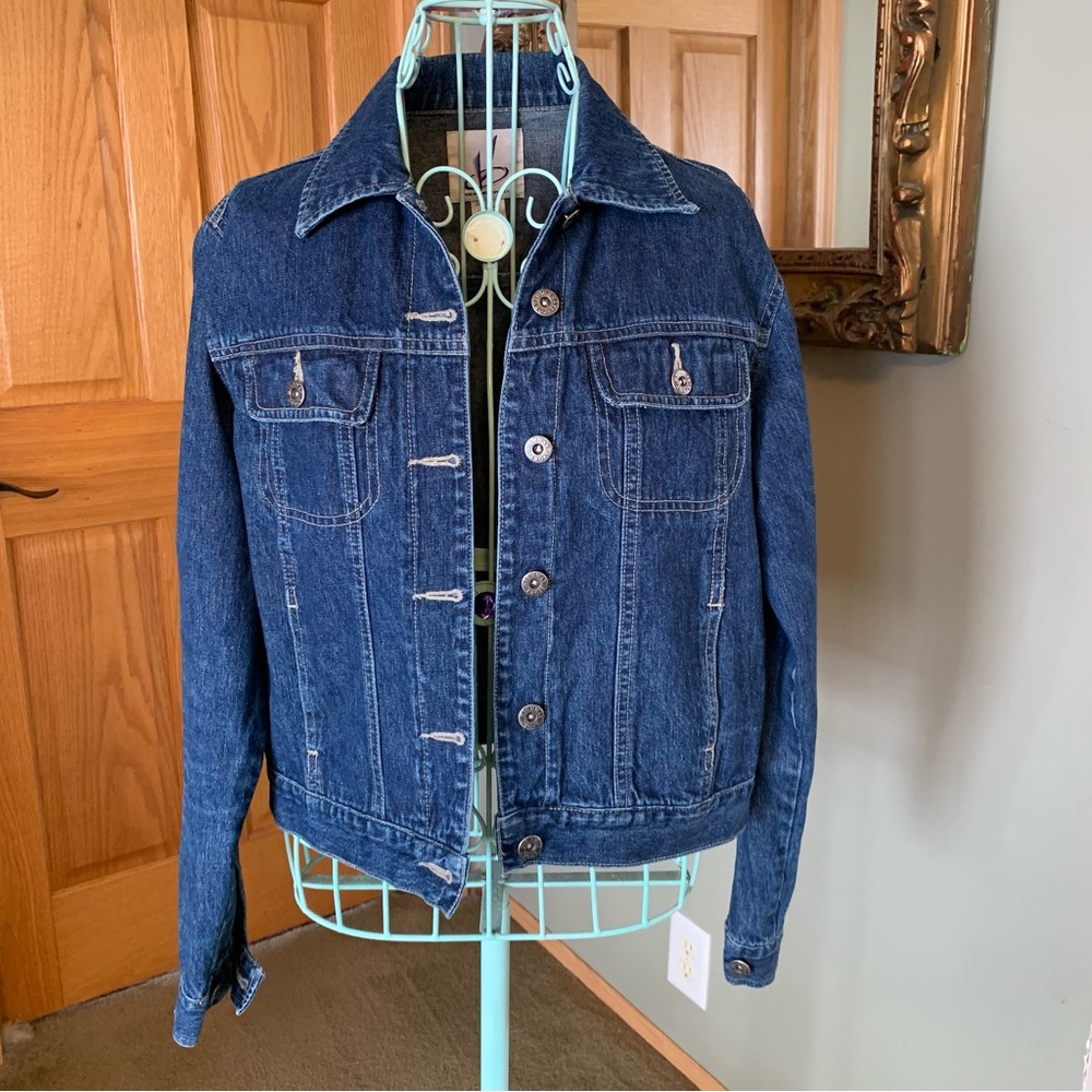 Women’s Vintage Highway Sport Denim Trucker Jean Jacket Blue Size Medium Cotton